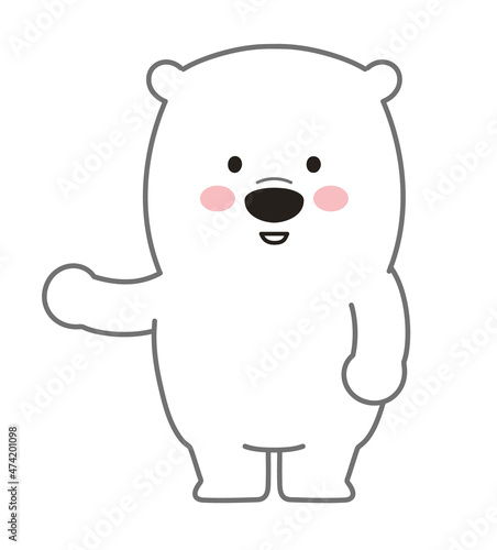 Polar bear introduces something. Vector illustration isolated on a white background.