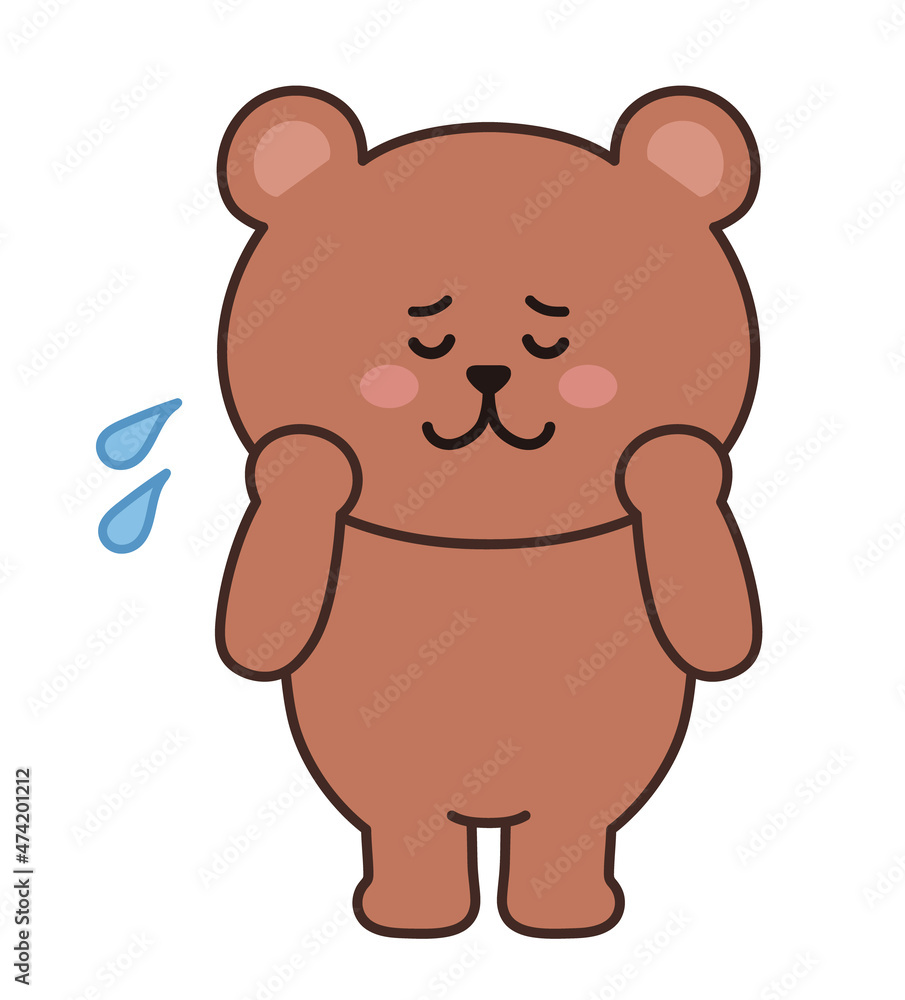 Bear worried something. Vector illustration isolated on a white background.