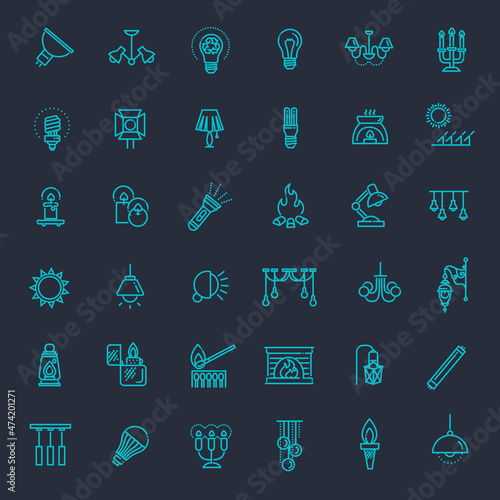 Lamp flat Icon Set