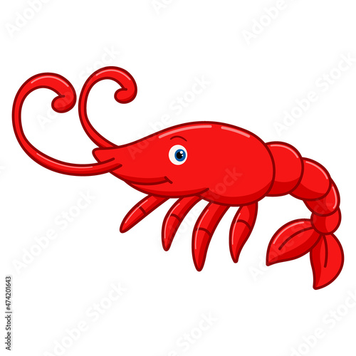 Cartoon shrimp on white background