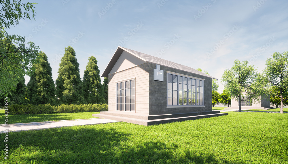 3d rendering of eco house building design and green power energy consist of solar cell or photovoltaic cell in solar shingles and electrical cabinet. System technology for generate electrical power. 3d rendering of eco house building design and green power energy consist of solar cell or photovoltaic cell in solar shingles and electrical cabinet. System technology for generate electrical power.