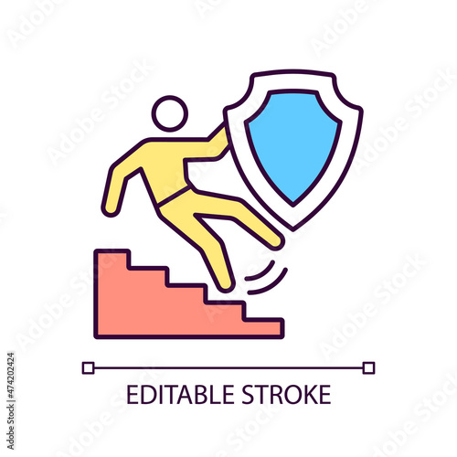 Liability insurance case RGB color icon. Protection from claims of injuries and damage. Financial support. Isolated vector illustration. Simple filled line drawing. Editable stroke. Arial font used