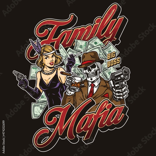 Vintage colorful mafia logo