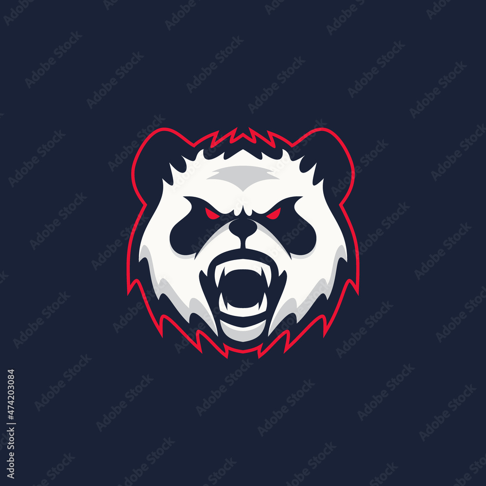Angry panda head logo mascot Angry panda head logo mascot