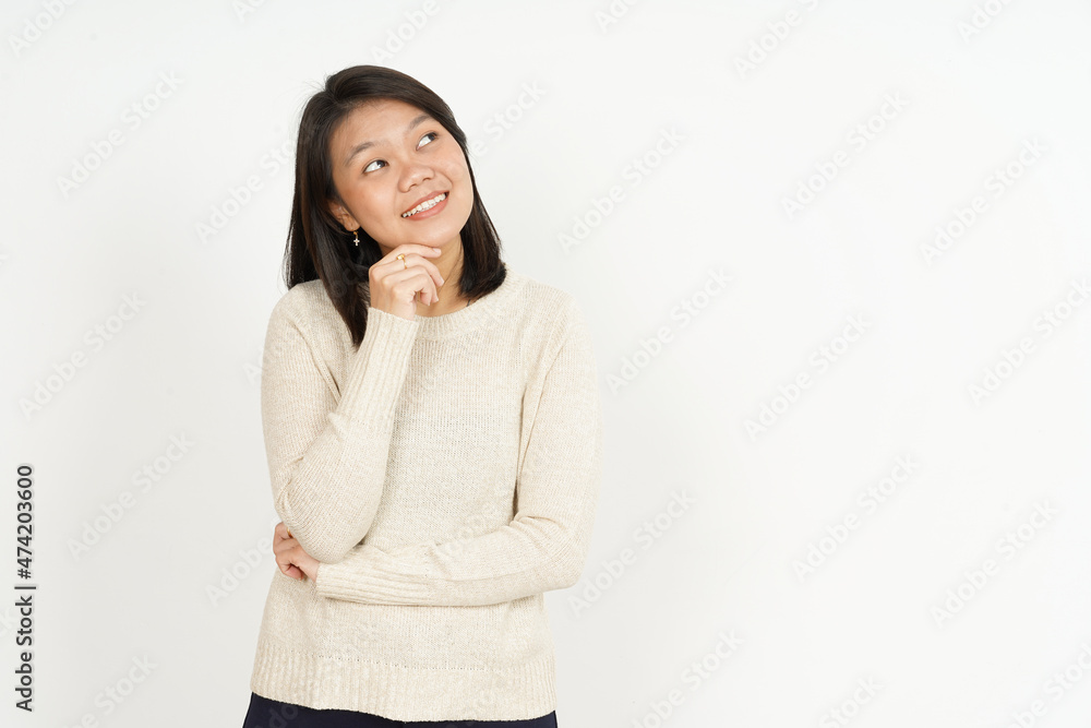 Thinking of Beautiful Asian Woman Isolated On White Background Thinking of Beautiful Asian Woman Isolated On White Background