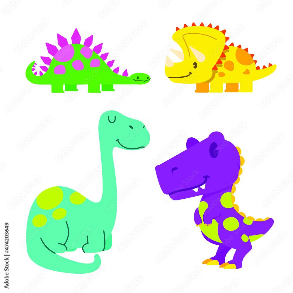 Fototapeta premium cute dinosaurs vector illustration, cute little dinosaurs vector set
