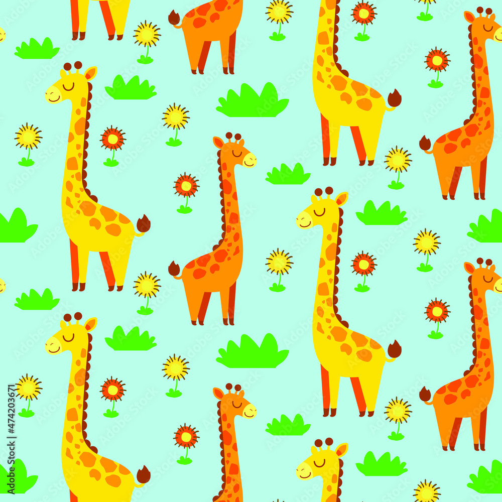 cute little giraffe cartoon seamless pattern vector illustration cute little giraffe cartoon seamless pattern vector illustration