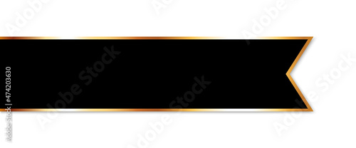 black ribbon banner with gold frame on white background