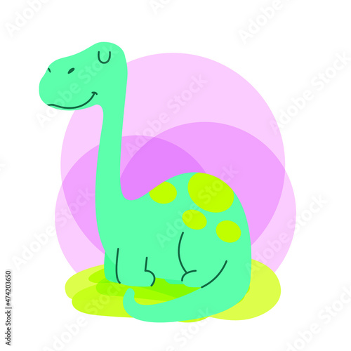 cute dinosaurs vector illustration, brontosaurus cute little dinosaurs © soulgie