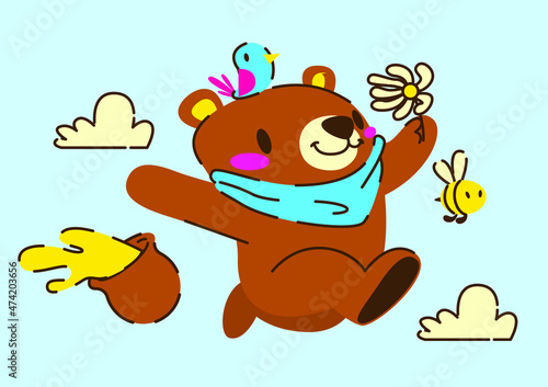 cute little bear, vector illustration