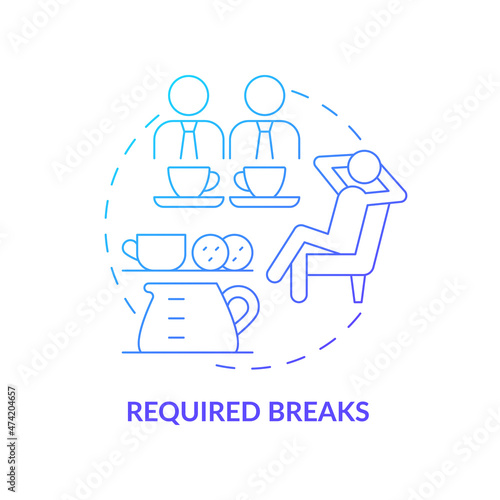 Required work pause concept icon. Necessary rest periods. Employee de-stress abstract idea thin line illustration. Isolated outline drawing. Roboto-Medium, Myriad Pro-Bold fonts used