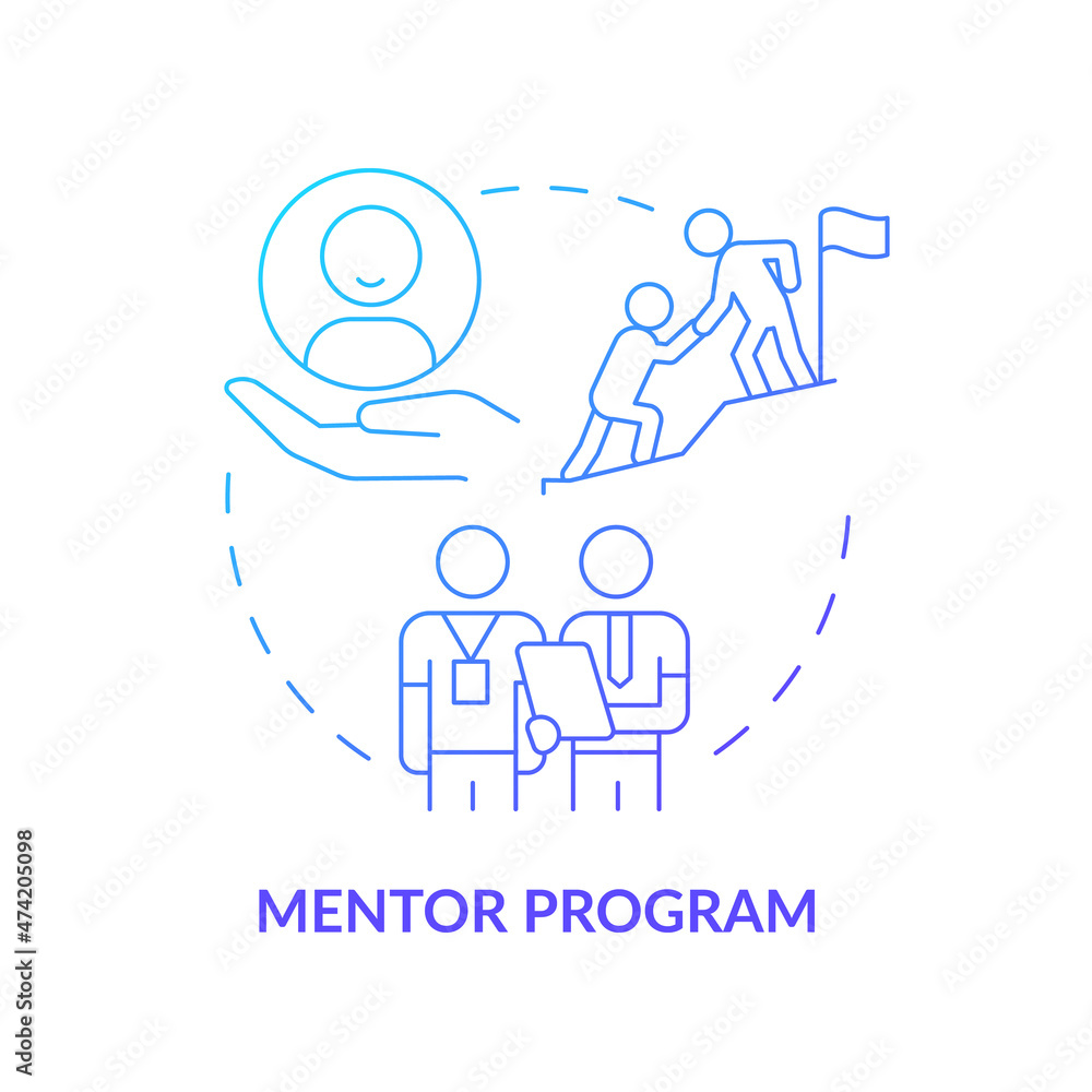 Mentor for new hire concept icon. Employee education during work process. Internship abstract idea thin line illustration. Isolated outline drawing. Roboto-Medium, Myriad Pro-Bold fonts used Mentor for new hire concept icon. Employee education during work process. Internship abstract idea thin line illustration. Isolated outline drawing. Roboto-Medium, Myriad Pro-Bold fonts used