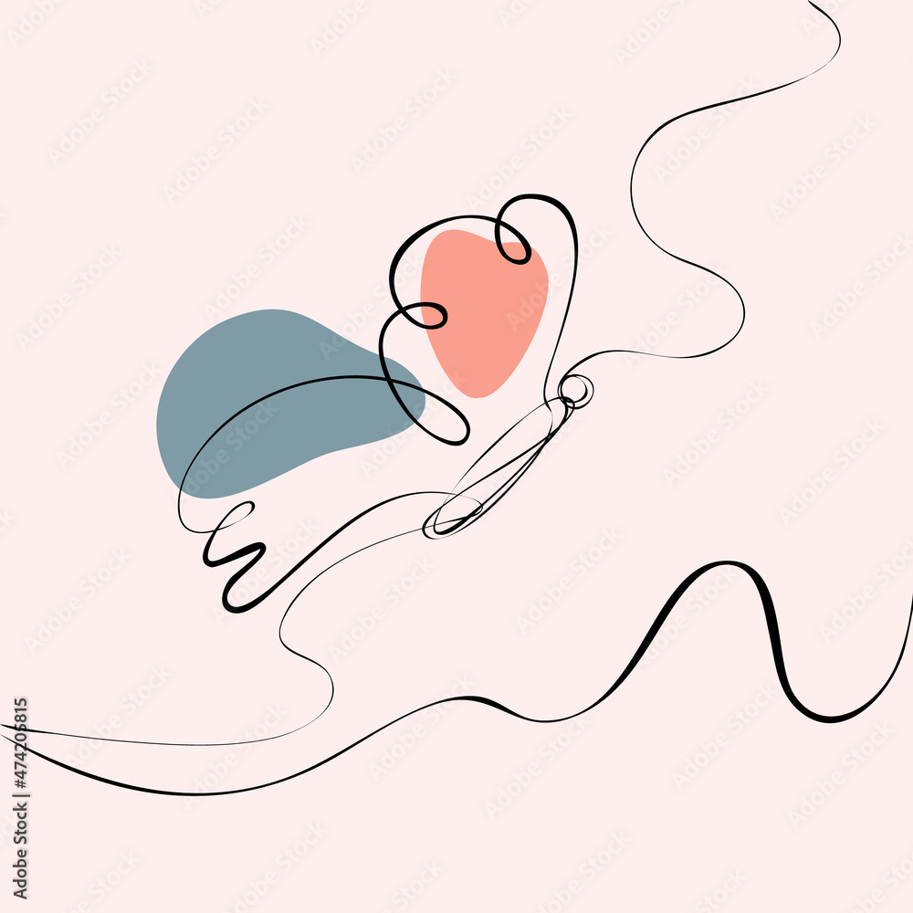 One line sketch of a butterfly with abstract shapes. Hand-drawn insect silhouette. Vector illustration in a minimalist style isolated. One line sketch of a butterfly with abstract shapes. Hand-drawn insect silhouette. Vector illustration in a minimalist style isolated.