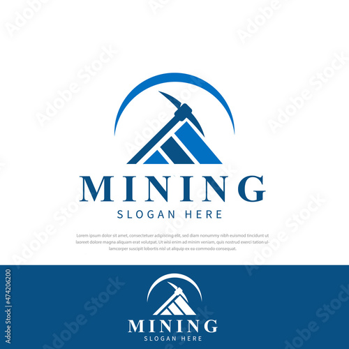 Half circle crescent mining design logo.vector illustrations,symbols,design templates