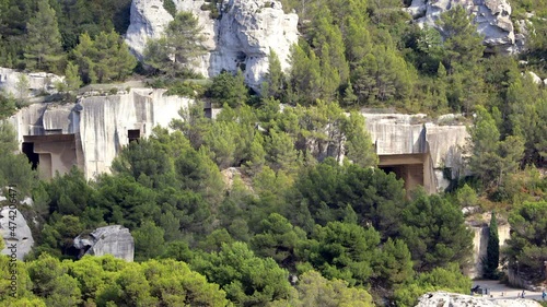 Limstone quarry near Les Baux de Provence in summer in France photo