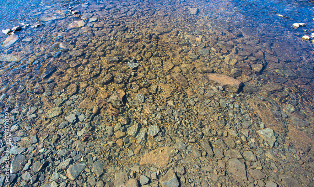 Background with water and stones in the river.