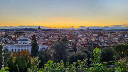 Photography Beautiful sunset over Vatican city and Rome