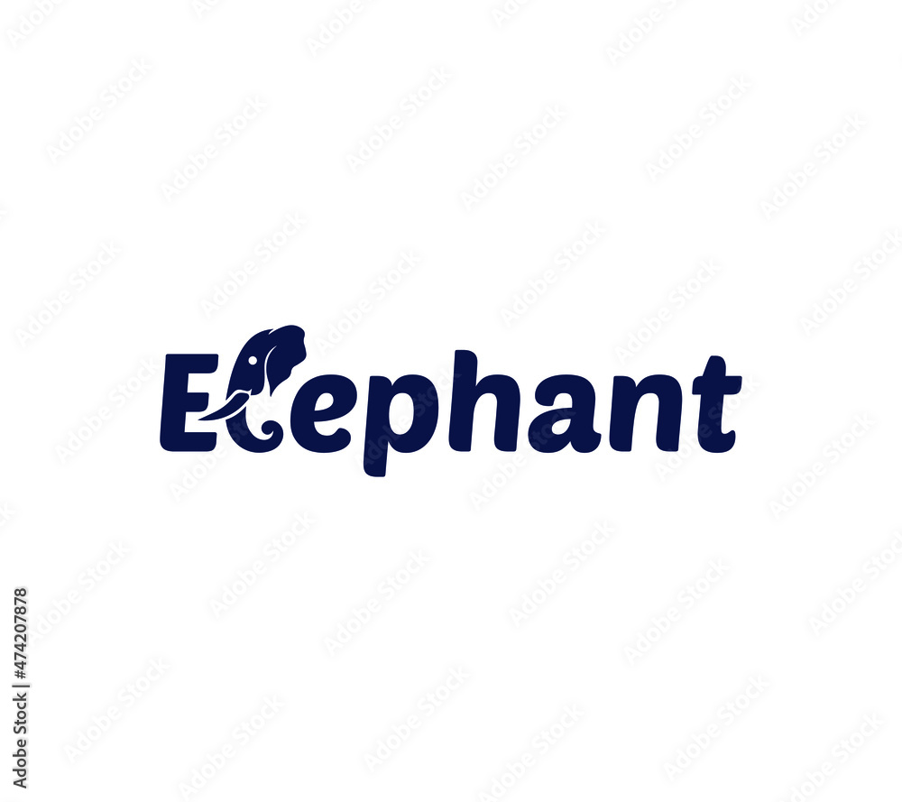 Elephant text based or wordmark logo