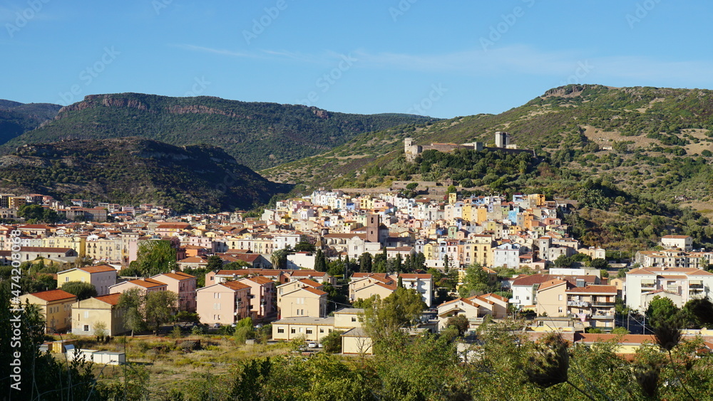 the view of Bosa in the province Oristano, Sardinia, in the month of October