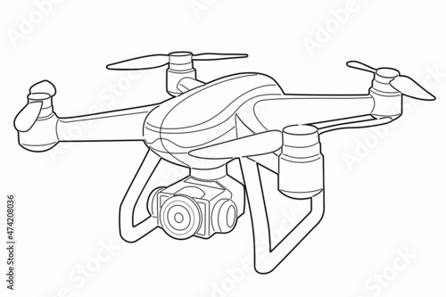 illustration of a drone flying, vector drawing