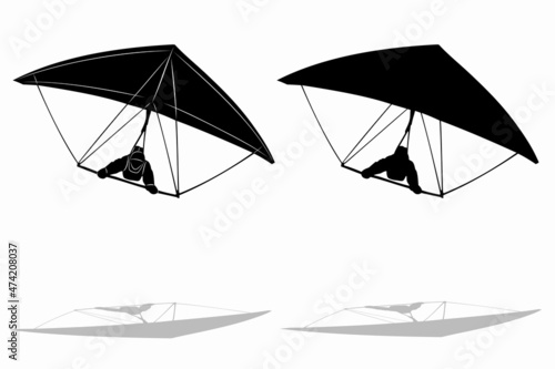 silhouette of a hang glider  vector drawing