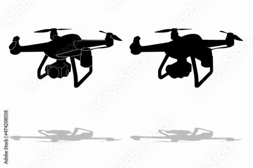 silhouette of a drone flying, vector drawing