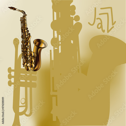 saxophone with musical instruments