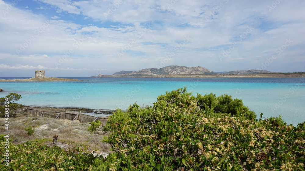 the Spiaggia La Pelosa in Stintino, Sardinia, in the month of October