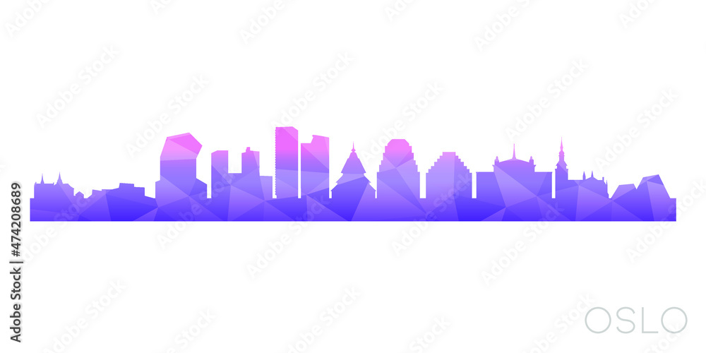 Oslo, Norway Low Poly Skyline Clip Art City Design. Geometric Polygon Graphic Horizon Icon. Vector Illustration Symbol.