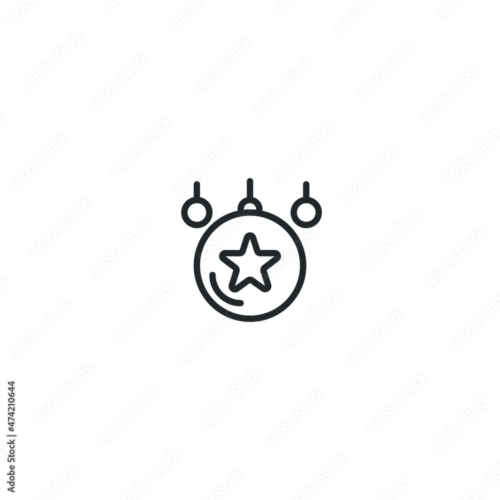 christmas ball decoration line icon, outline vector sign, pixel perfect icon