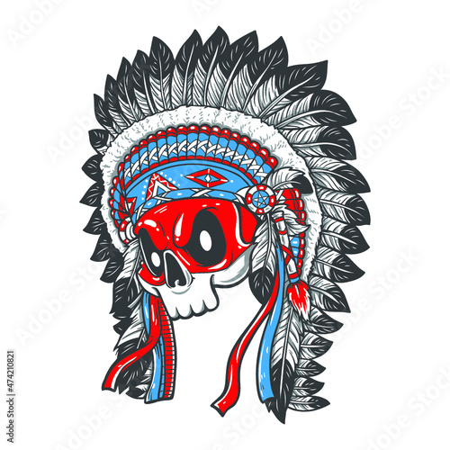 Cartoon skull indian headdress