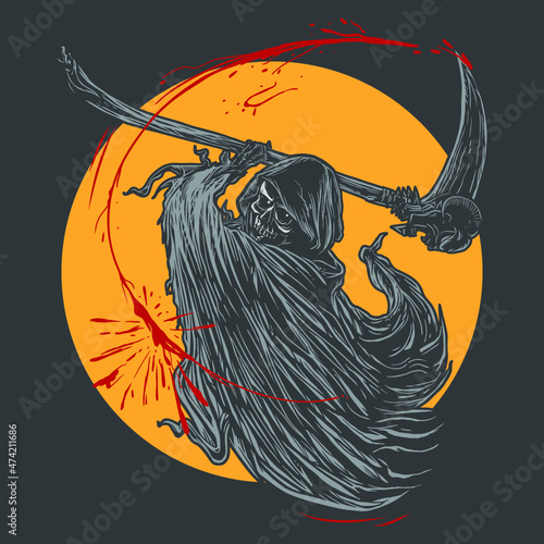Grim reaper slashing scythe 