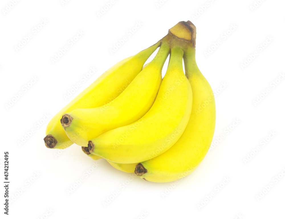 Bunch of ripe yellow bananas isolated on white background Bunch of ripe yellow bananas isolated on white background