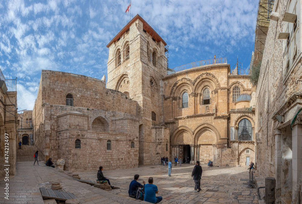 Courtyard of the Church of the Holy Sepulcher in Jerusalem.