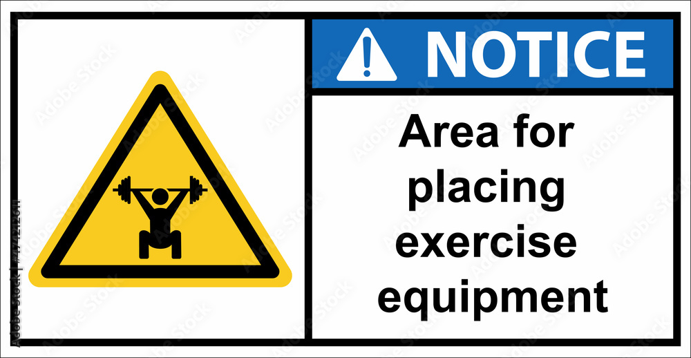 space for exercise equipment exercise floor.Notice sign. space for exercise equipment exercise floor.Notice sign.