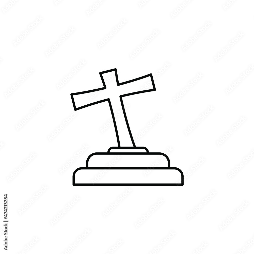 Rip Grave line icon. Headstone linear style sign for mobile concept and web design. Halloween tombstone outline vector icon. Symbol, logo illustration. Vector graphics