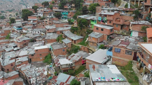 La Comuna 13 Medellin, Colombia - aerial drone shot