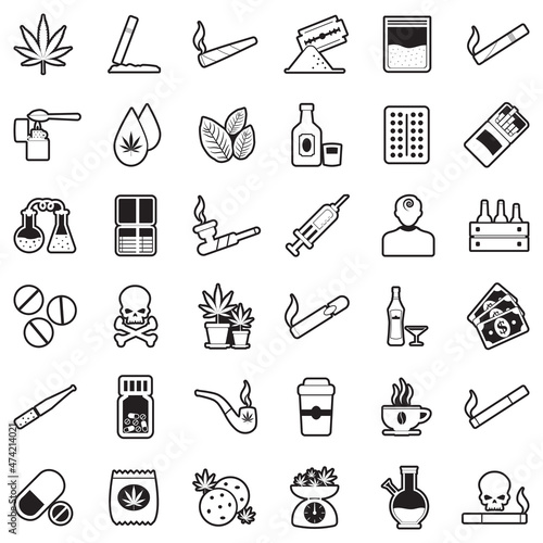 Drugs Icons. Line With Fill Design. Vector Illustration.