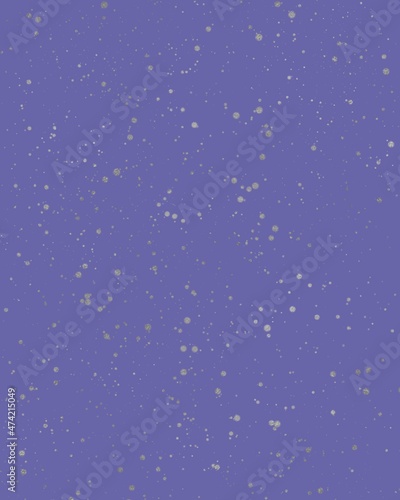 Color of the Year 2022 Very Peri, violet purple background with silver irregular dots, splatter pattern. Backdrop for banners, invitation, greeting cards, templates and montage.