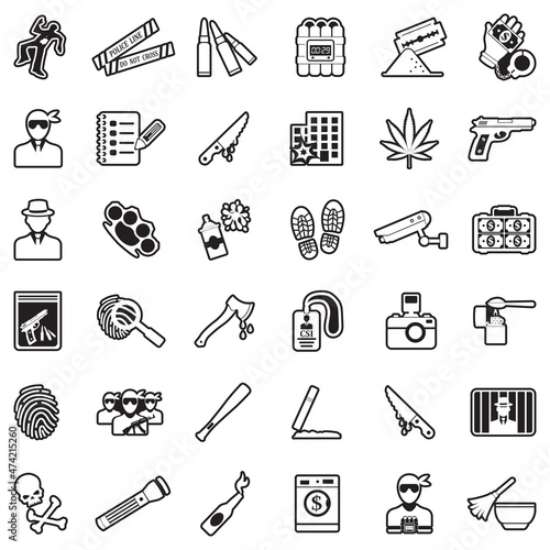 Crime Icons. Line With Fill Design. Vector Illustration.