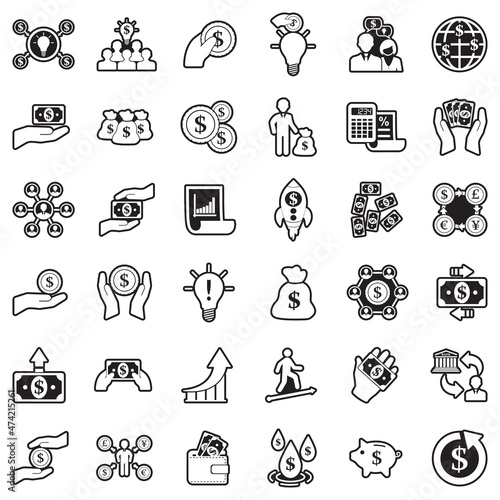 Crowdfunding Icons. Line With Fill Design. Vector Illustration.