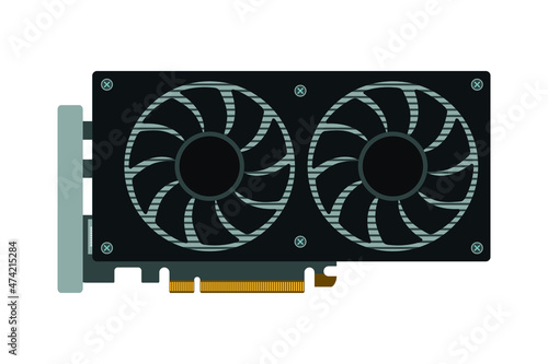 GPU icon. Graphics processing unit with two fans. Modern vector illustration isolated on white background. EPS 10