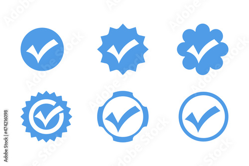 Verified badges. Verification or guaranteed stamp icon set. Flat style. Isolated. 