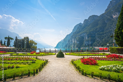 Gardens on the lake. Riva del Garda, Italy photo