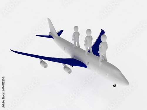 3d illustration airliner aiplane transportation concept with people 