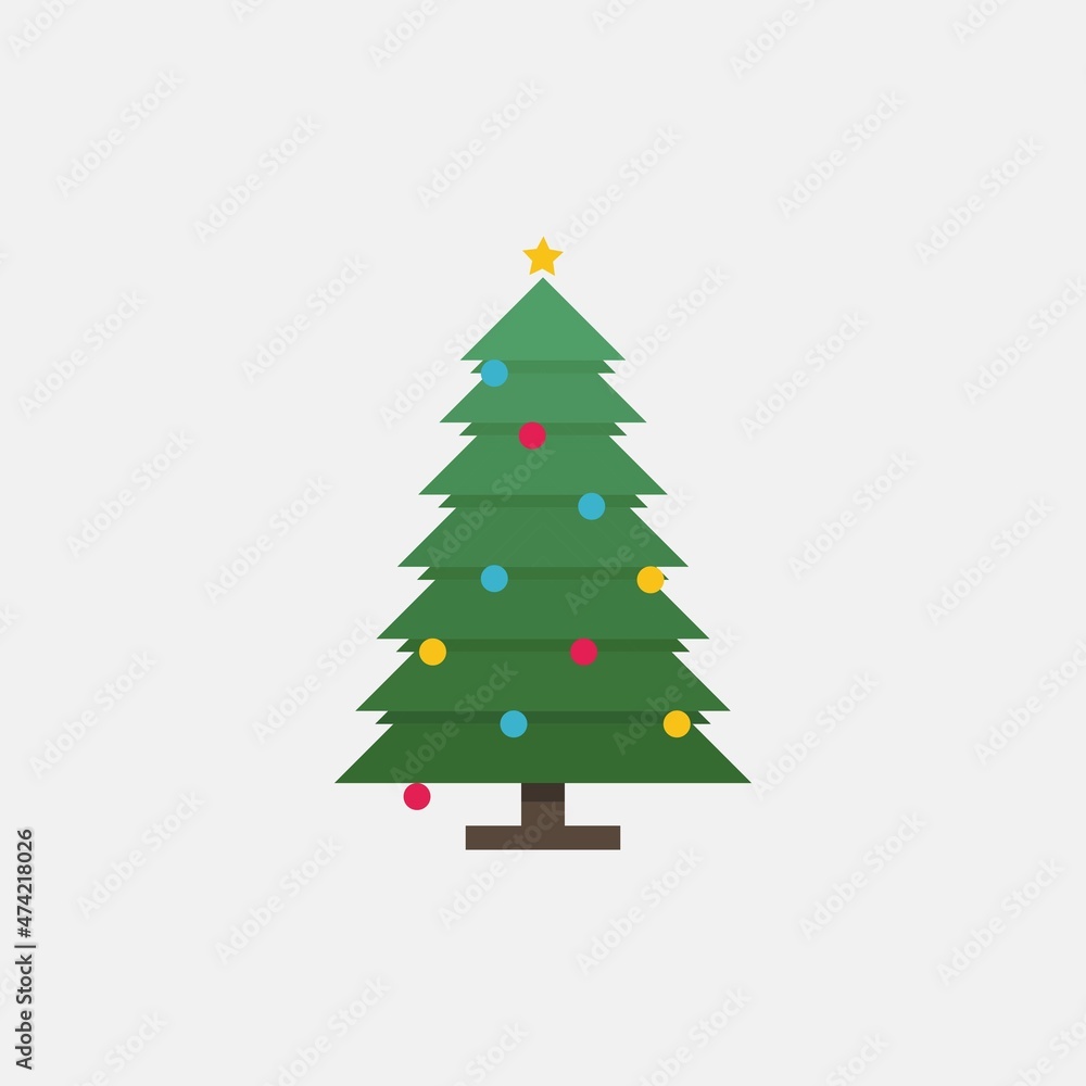 Flat design Christmas Tree, christmas item, Tree icon