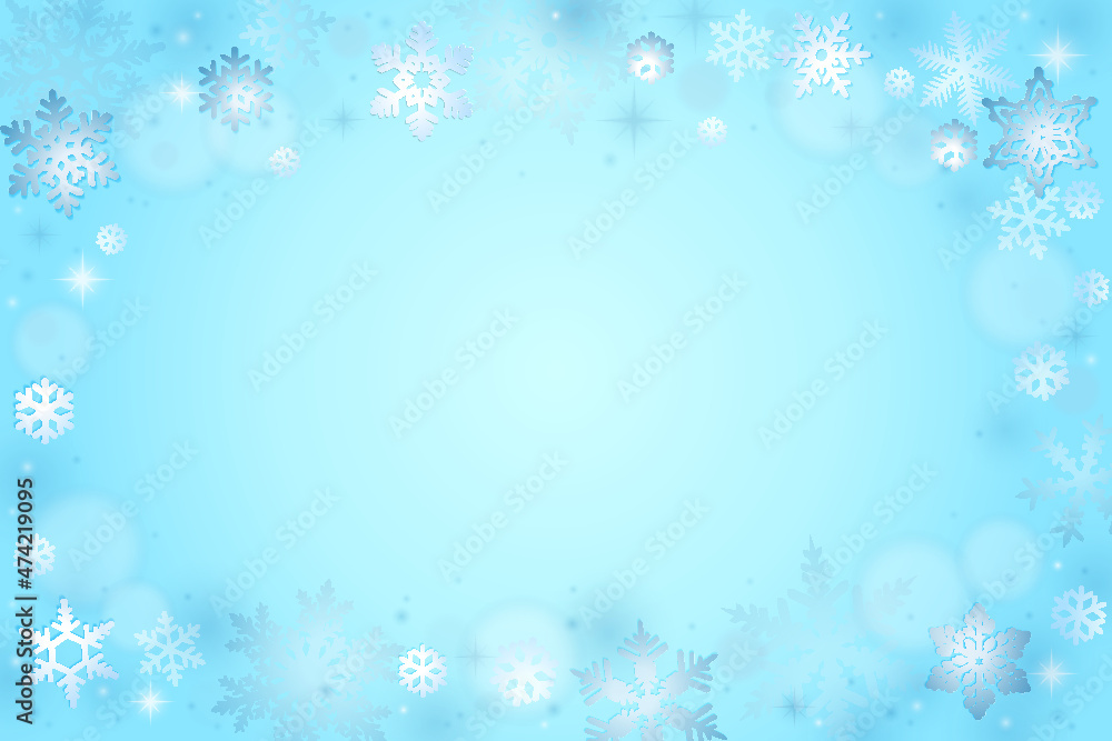 Blue Christmas winter background with falling snowflakes Blue Christmas winter background with falling snowflakes