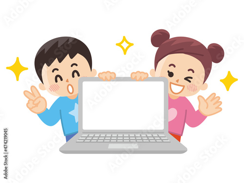 ノートパソコンと子供