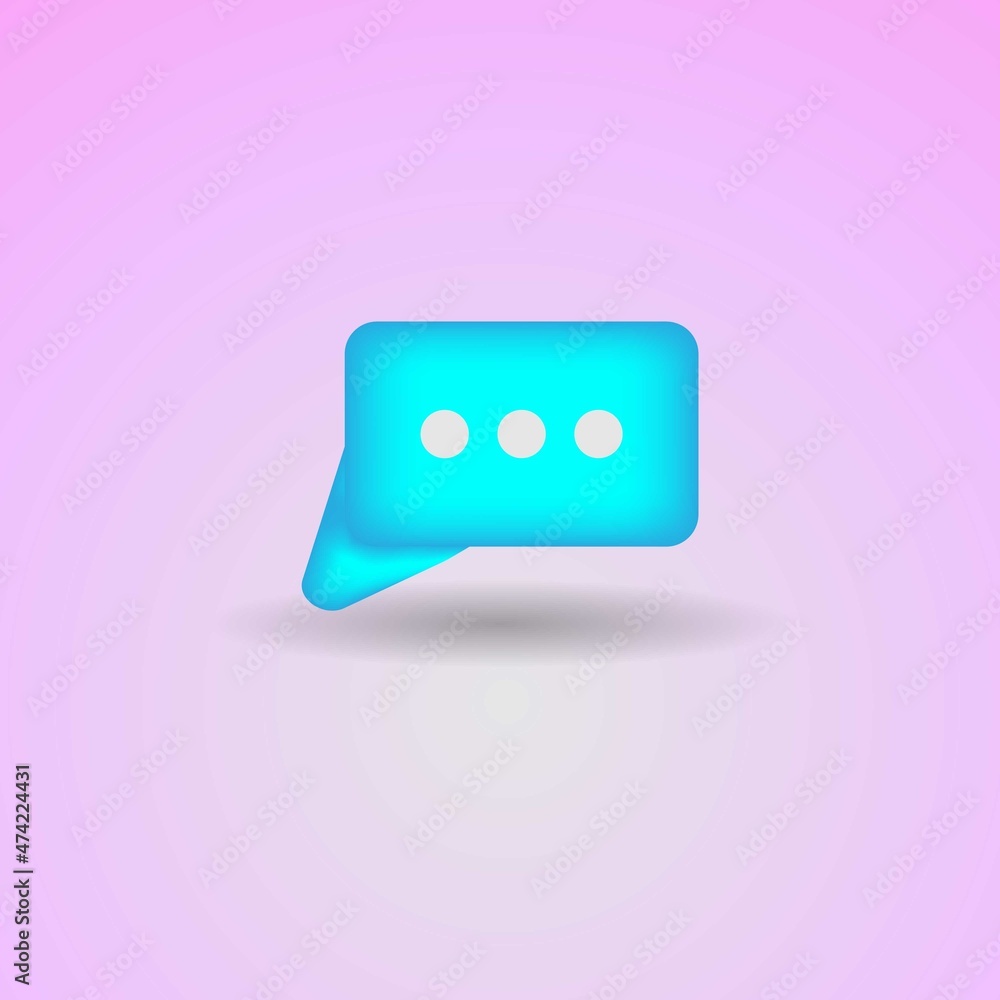 3d object minimal blue chat bubble. 3d object minimal blue chat bubble.