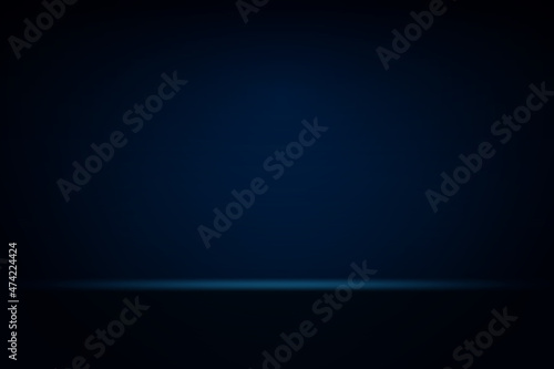 Blue abstract background. Spotlight effect on dark blue floor, room studio. Vector illustration.